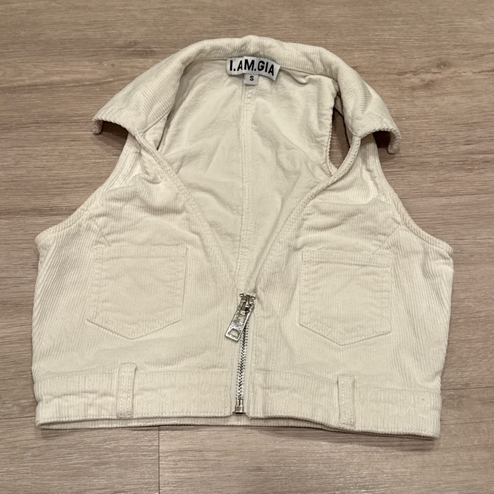 I AM GIA White Western Zip Up Top